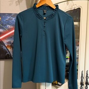 Ann Taylor - Long Sleeve Ruffle Collar Top
